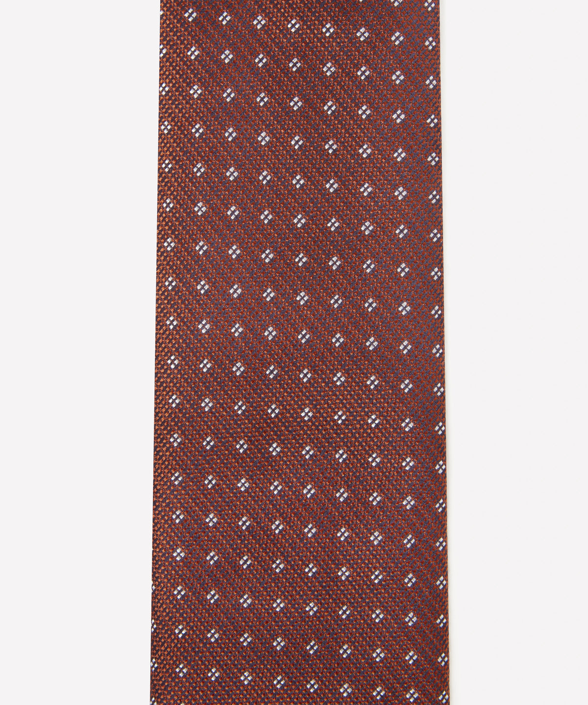 Deep Orange & White Four Dot Floral Motif Silk Tie