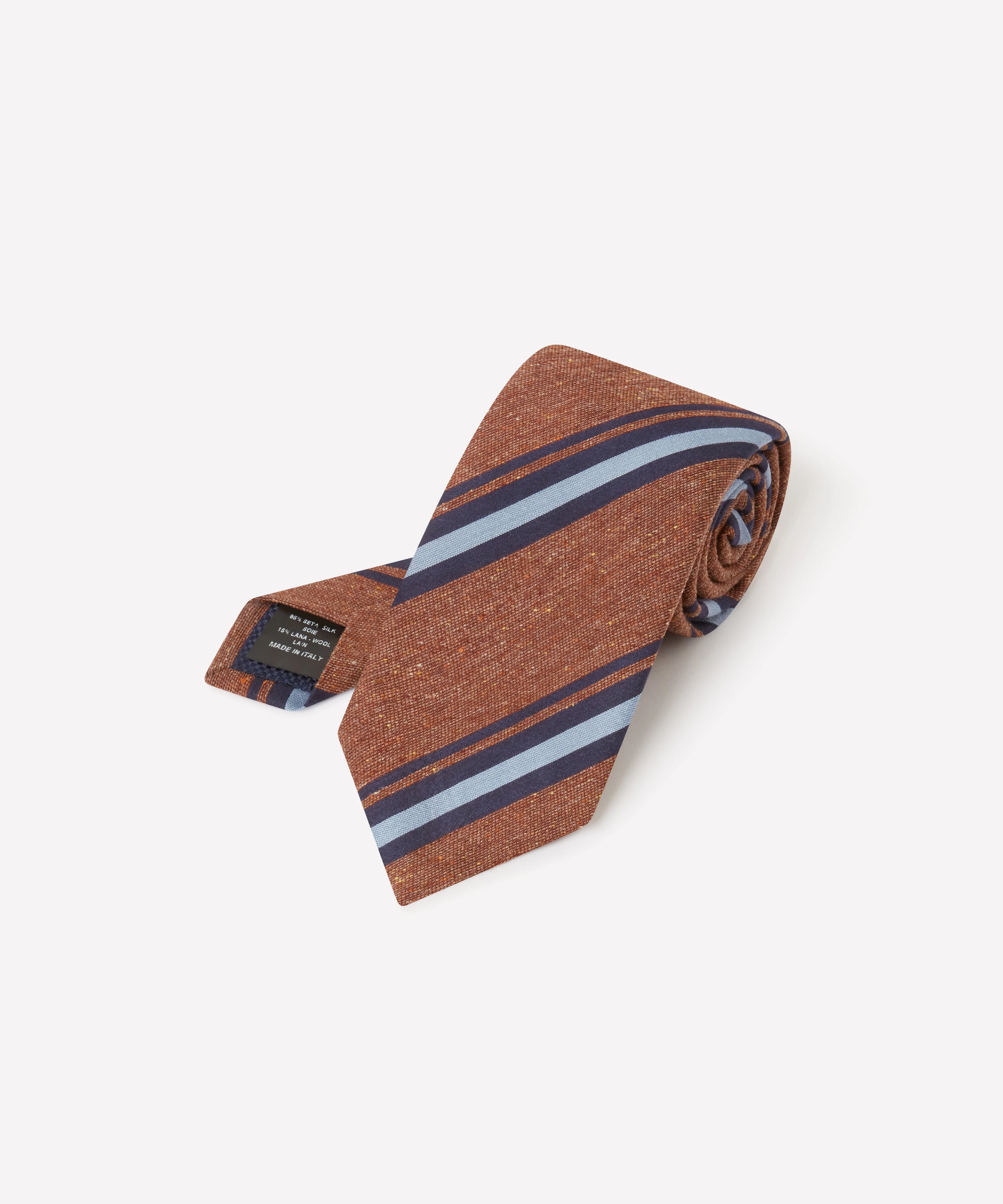Orange & Navy Slub Contrast Stripe Silk Tie