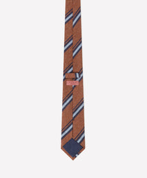 Orange & Navy Slub Contrast Stripe Silk Tie