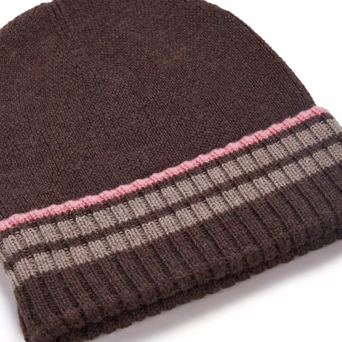 Brown Knitted Merino Wool Hat & Scarf Set