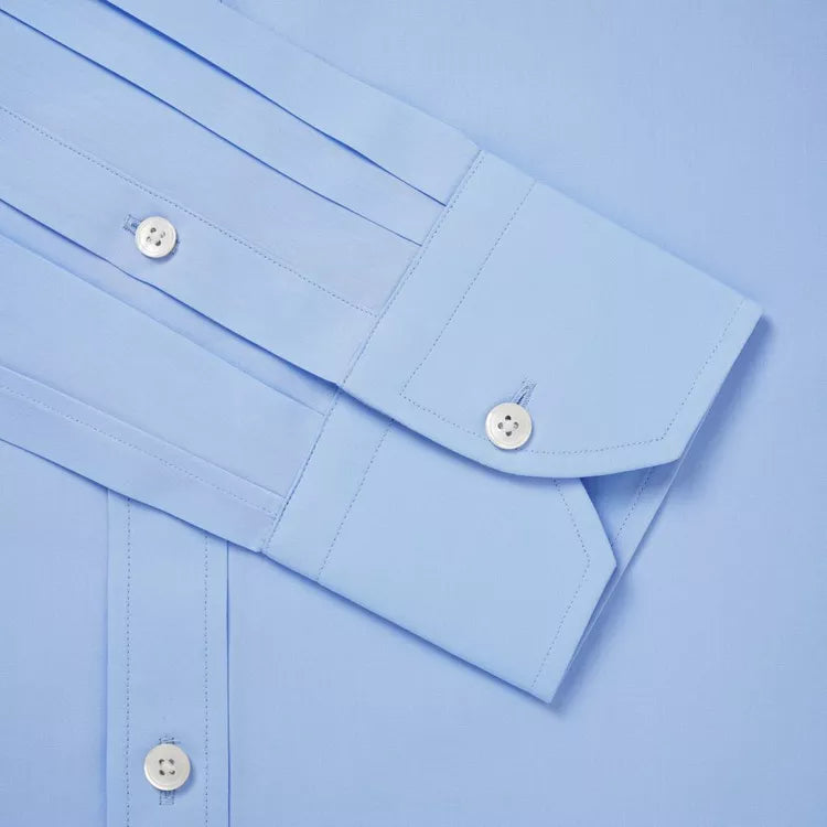 Pale Blue Tailored Fit Double Cuff Ramses Poplin Formal Shirt