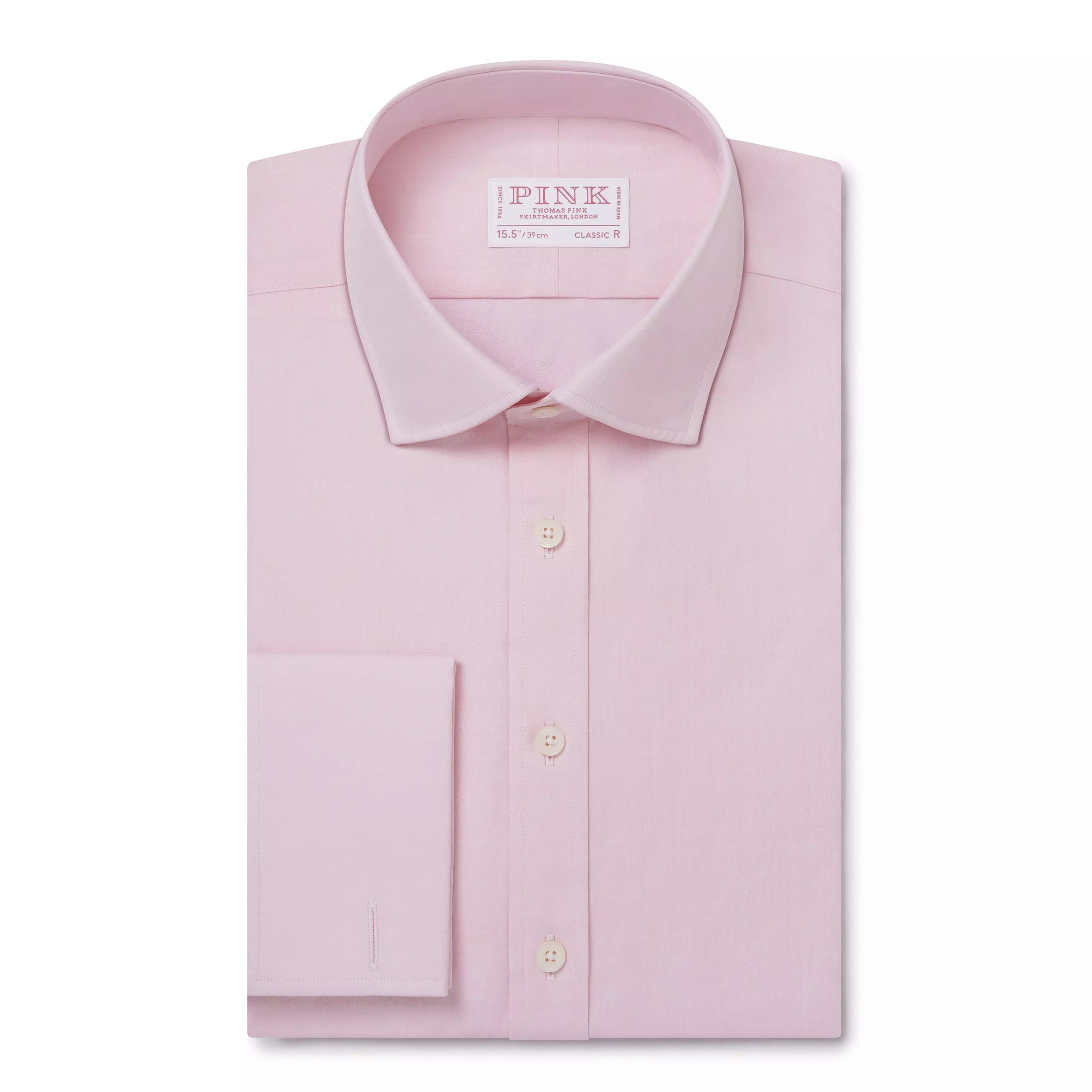 Pale Pink Classic Fit Double Cuff Poplin Formal Shirt