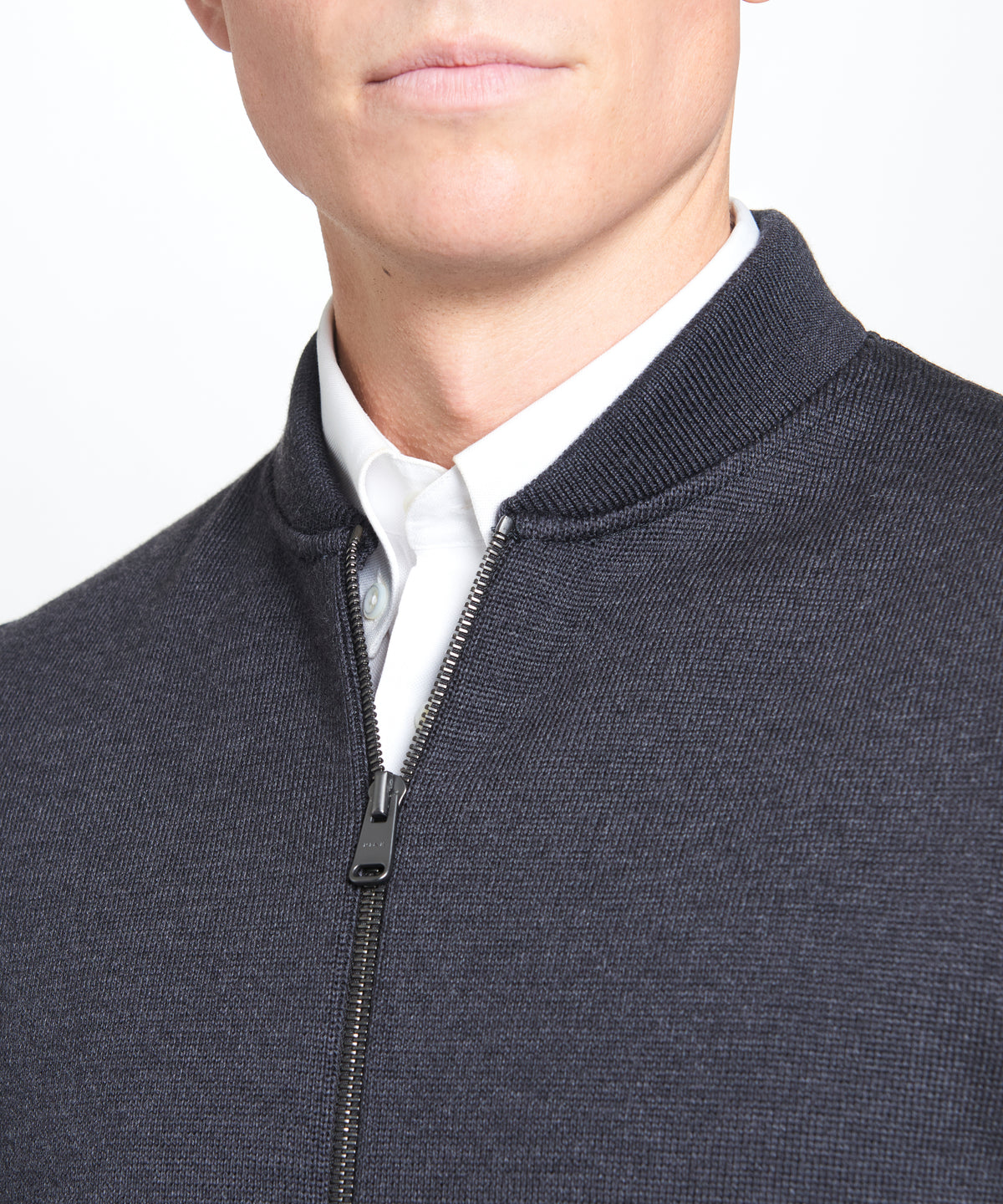 Grey Knitted Merino Wool Zipper Gilet