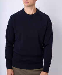 Navy Blue Knitted Crew Neck Sweatshirt