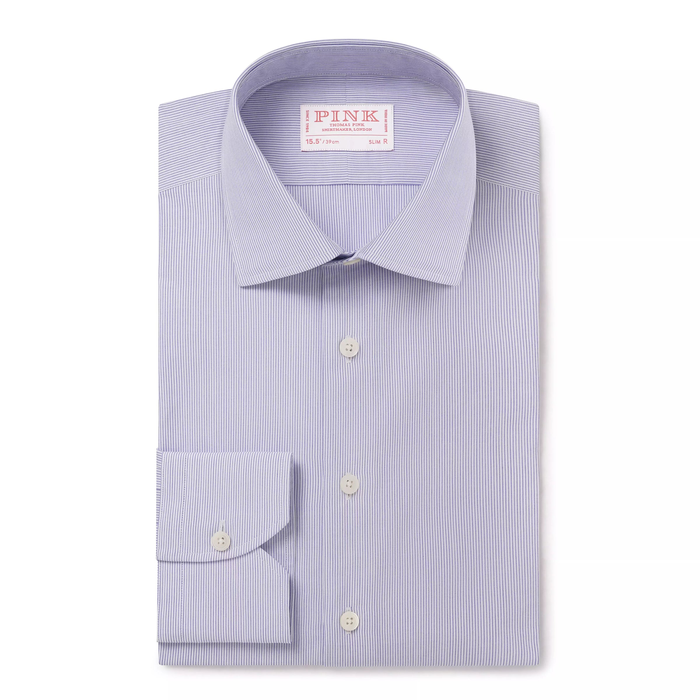 Deep Blue & White Slim Fit Pin Stripe Formal Shirt