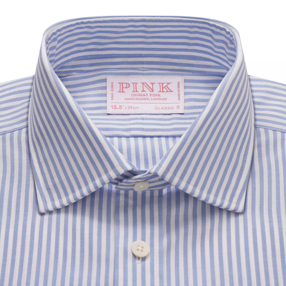Blue & White Classic Fit Double Cuff Panama Stripe Formal Shirt