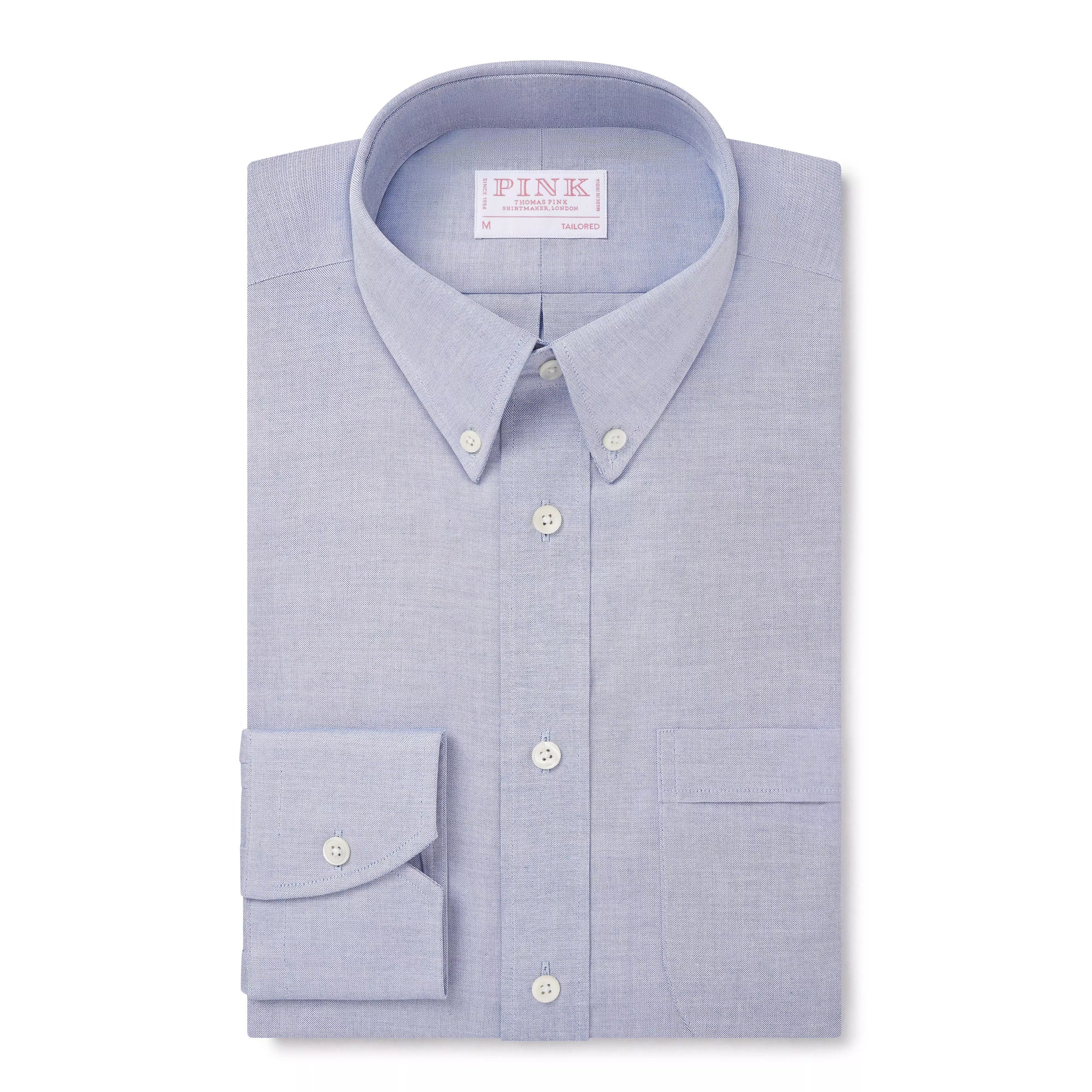 Pale Blue Tailored Fit Smart Casual Button Down Fine Oxford Shirt